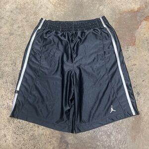 Y2K Nike Jordan’s Shorts Men’s Large Glossy Black Baggy Breathable Basketball